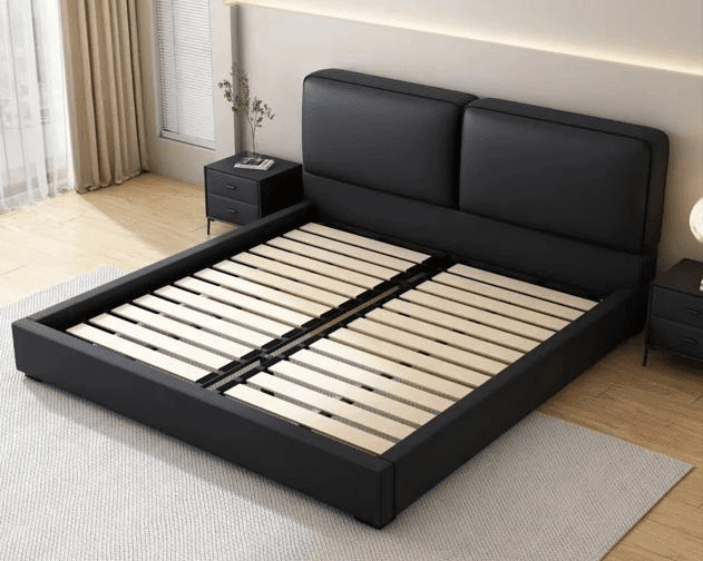 Genuine Leather Bed Frame King Size Handcrafted Luxury